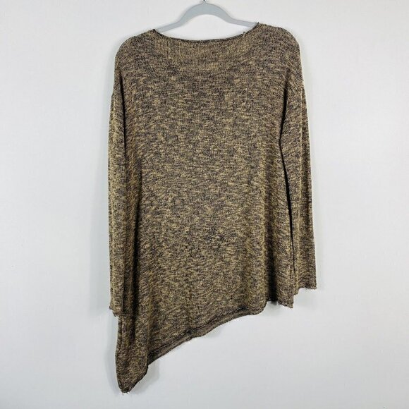 Silence Noise Size Small Asymmetric Hem Open Knit Lightweight Sweater Tan Black - Picture 2 of 4